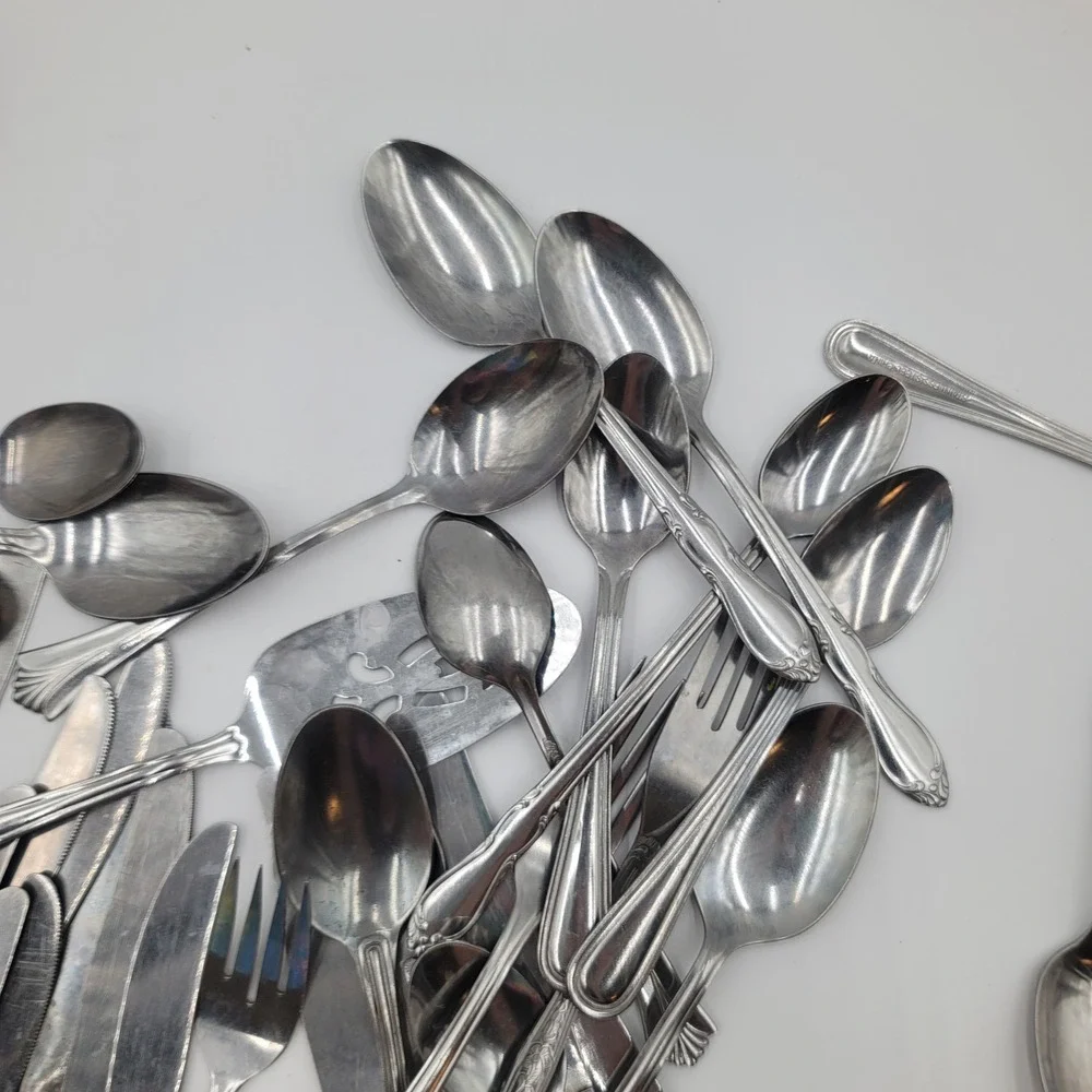53pc Mixed Stainless Steel Flatware Set Lot Replacement Mismatched Silverware
